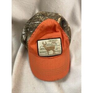 Realtree Childs Hunting Camo Deer Unstructured Baseball Cap Hat Orange EUC
